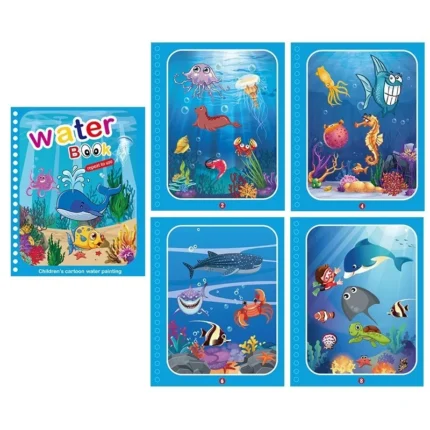 Children's Magic Water Drawing Book Pen Water Drawing Reusable Coloring Toy Early Educational Magical Book for Kids Gift