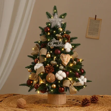 Christmas Tree 45cm DIY  Kit Artificial Pine Plush Angel Doll Desktop Christmas Tree With Light Pine Branch