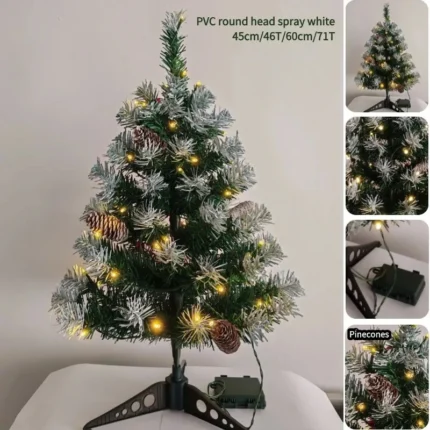 Mini Christmas Tree PVC with Led Light Bar Pinecone Table Top Christmas Tree 45cm/60cm Christmas Party Atmosphere Decoration
