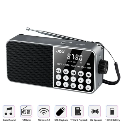 FM Radio Portable Recargable Bluetooth Speaker USB TF MP3 Player with LED Lighting 3.5mm Earphone Jack Outdoor Radio FM Receiver