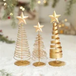 Iron Golden Christmas Tree Decoration Festive Tabletop Ornament Holiday Home Decor Xmas Tree Figurine Christmas Party Decoration