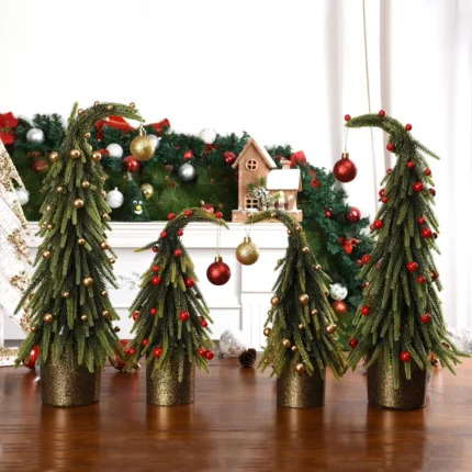 Mini Christmas Tree Christmas Centerpiece Decoration Small Potted Xmas Tree Artificial Plants for Table Home Holiday Decor