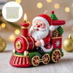 Santa Claus sit on locomotive candle silicone mold Christmas tree Santa Claus train resin mould smile Santa Claus gypsum molds