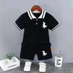Summer Baby Boy Casual Clothes Cartoon Dinosaur T-Shirt Short Pants 2Pcs/Set Sport Kids Lapel Suits Children Fashion 0-5 Years
